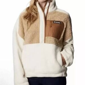 Columbia Lodge Sherpa Fleece Half-Snap Pullover Camel Brown / Chalk Size S